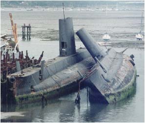 Opportune (Outboard) and Otus in Pounds scrap yard Portsmouth